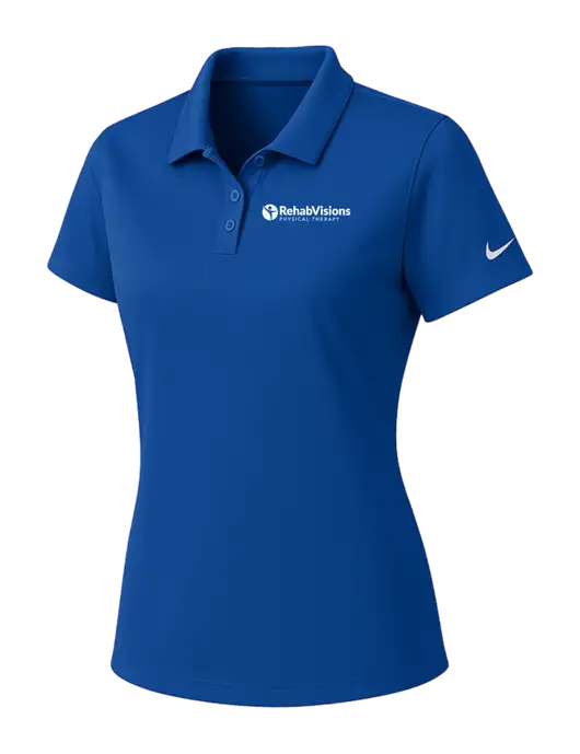 Nike Womens Dark Royal Dry Essential Solid Polo w/RV Physical Therapy Logo