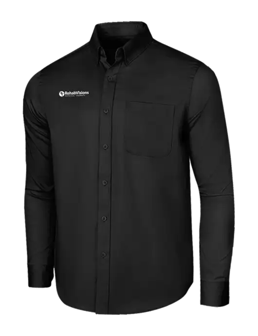 Long Sleeve Deep Black Superpro React Twill Shirt w/RV Physical Therapy Logo