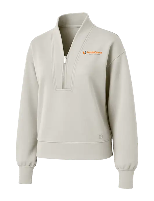 OGIO Womens Ivory Transcend 1/4-Zip w/RV Physical Therapy Logo
