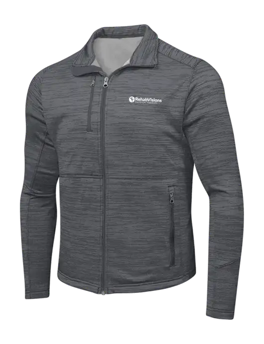 Medium Grey Digi Stripe Fleece Jacket w/RV Physical Therapy Logo