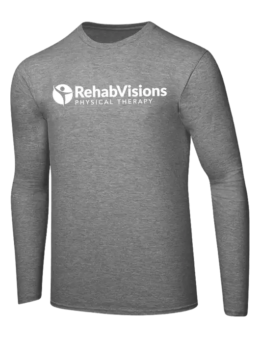Ring Spun Light Heather Grey 4.5 oz Long Sleeve T-Shirt w/RV Physical Therapy Logo