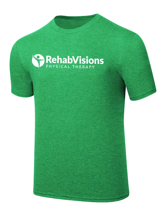 Simply Soft Kelly Green Frost 4.5oz  Poly/Combed Ring Spun Cotton T-Shirt w/RV Physical Therapy Logo