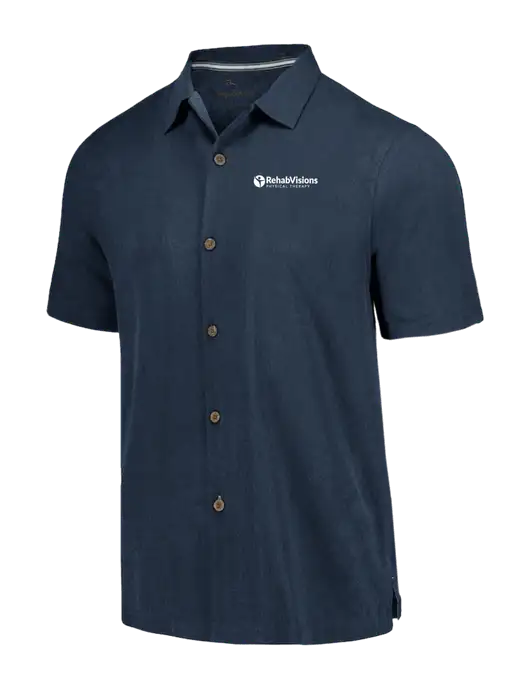 Tommy Bahama Navy Tropic Isles Short Sleeve Shirt w/RV Physical Therapy Logo