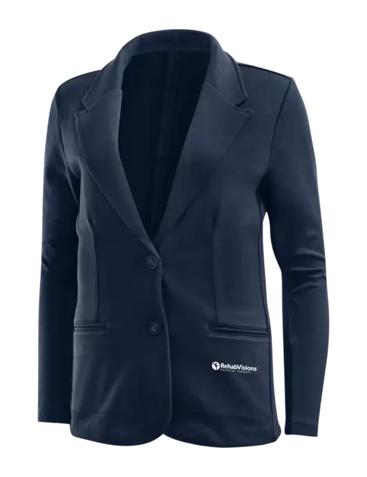 Deep Navy Womens Knit Blazer w/RV Physical Therapy Logo