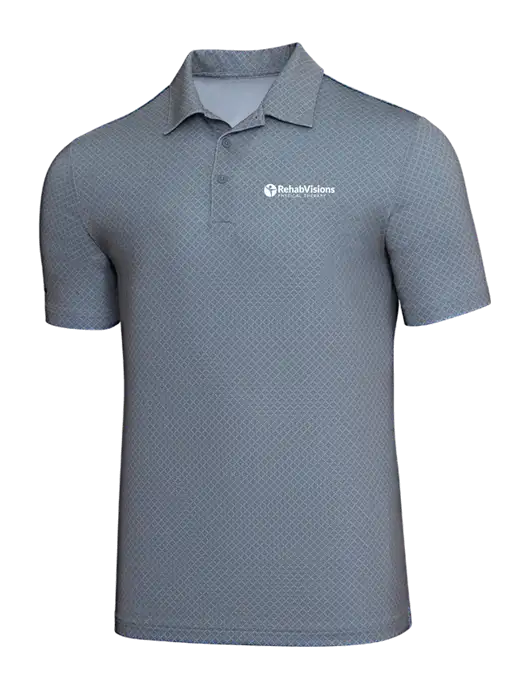 Adidas Light Grey Three Diamond Dot Print Polo w/RV Physical Therapy Logo