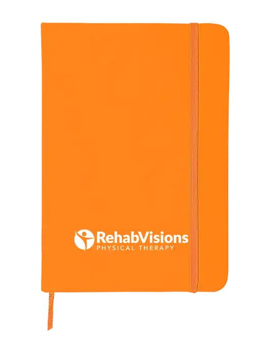 Orange Comfort Touch Bound Journal 5" X 7" w/RV Physical Therapy Logo