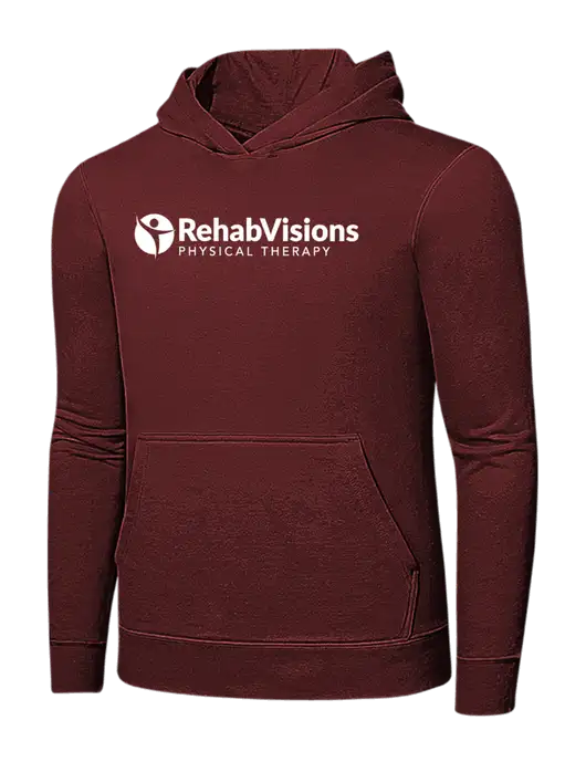 Maroon 7.8 oz Ring Spun Hooded Sweatshirt w/RV Physical Therapy Logo