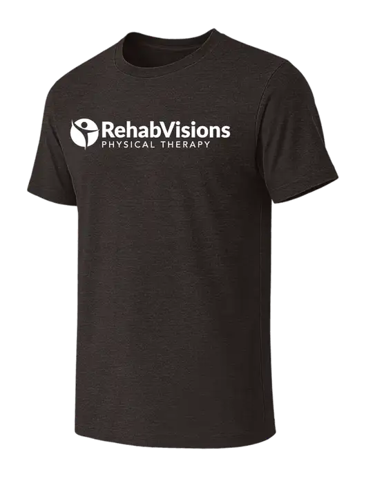 BELLA+CANVAS Dark Grey Heather CVC Short Sleeve Tee w/RV Physical Therapy Logo