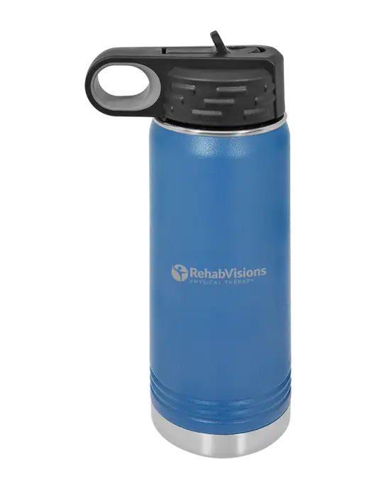 Polar Camel 20 oz Powder Coated Royal Vacuum Insulated Water Bottle w/RV Physical Therapy Logo
