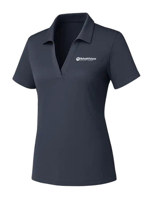 Womens Dark Grey PosiCharge RacerMesh Polo w/RV Physical Therapy Logo