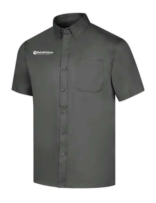 Short Sleeve Dark Grey Superpro React Twill Shirt w/RV Physical Therapy Logo