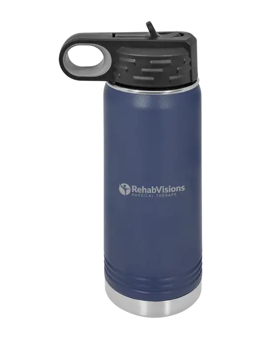 Polar Camel 20 oz Powder Coated Navy Vacuum Insulated Water Bottle w/RV Physical Therapy Logo