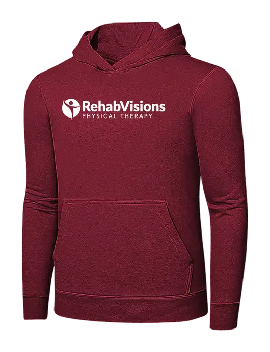 Dark Cardinal 7.8 oz Pullover Hooded Sweatshirt w/RV Physical Therapy Logo