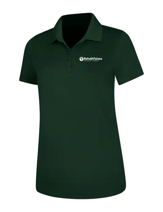 Dark Green Womens Dry Zone UV Mesh Polo w/RV Physical Therapy Logo