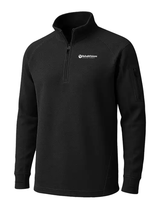 Black Tech Fleece 1/4 Zip Pullover w/RV Physical Therapy Logo