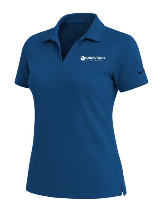 NIKE Dark Royal Womens Dri-Fit Micro Pique Polo w/RV Physical Therapy Logo