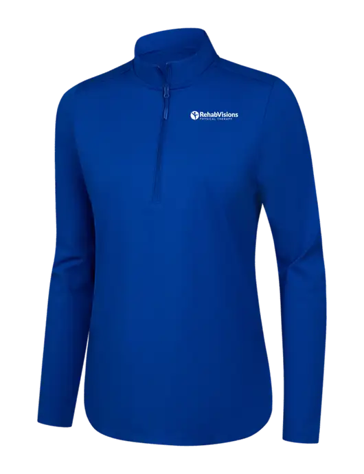  Womens Dark Royal C-FREE Double Knit 1/4-Zip w/RV Physical Therapy Logo