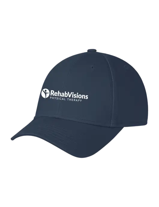 Navy Structured Cap Hook & Loop w/RV Physical Therapy Logo