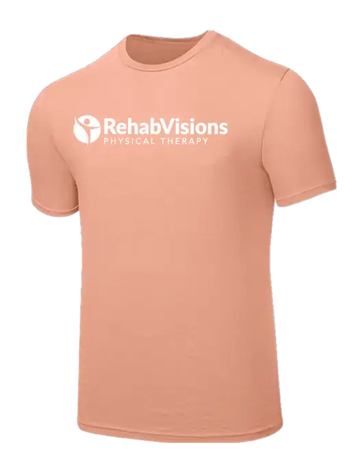 Seriously Soft Light Peach T-Shirt w/RV Physical Therapy Logo