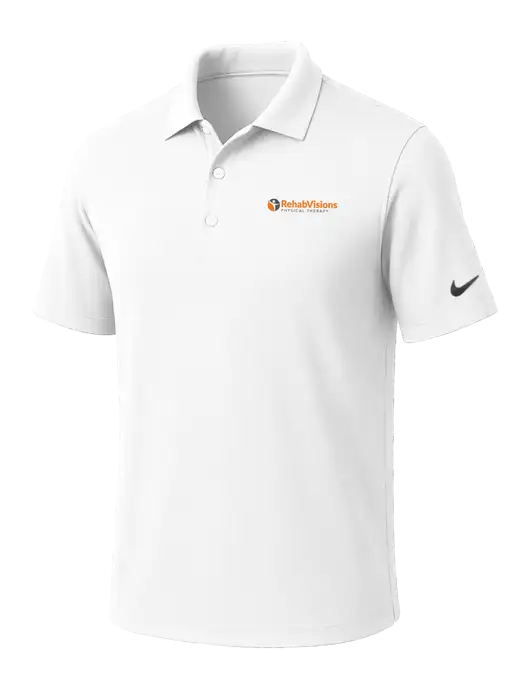 NIKE White Dri-Fit Micro Pique Polo w/RV Physical Therapy Logo