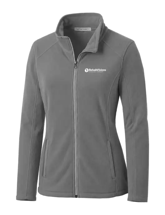 Medium Grey Womens Microfleece Jacket w/RV Physical Therapy Logo