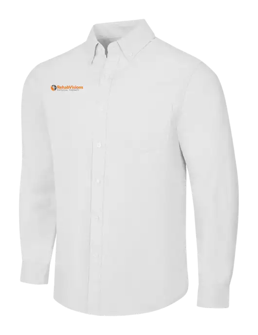 White SuperPro Oxford Shirt w/RV Physical Therapy Logo