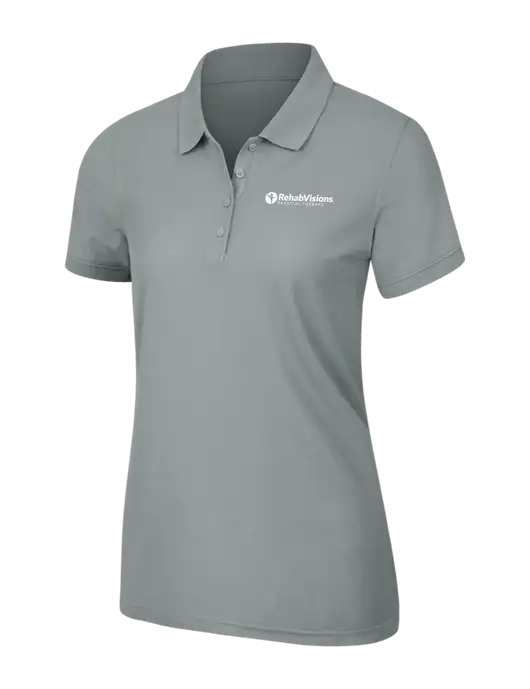 Light Grey Womens Core Classic Pique Polo w/RV Physical Therapy Logo