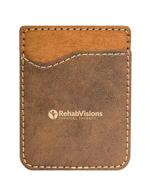 Rustic Laserable Leatherette Phone Wallet w/RV Physical Therapy Logo