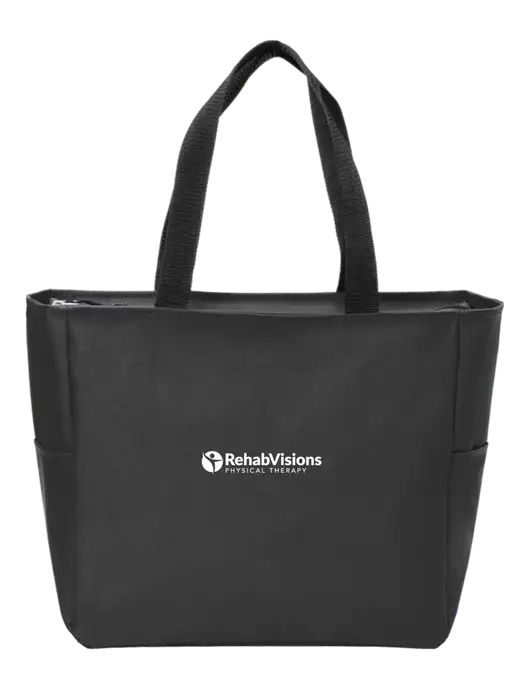 Everyday Black Zip Tote  w/RV Physical Therapy Logo