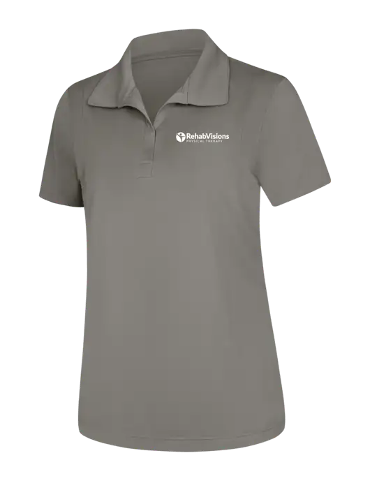 Womens Medium Grey Micropique Sport-Wick Polo w/RV Physical Therapy Logo