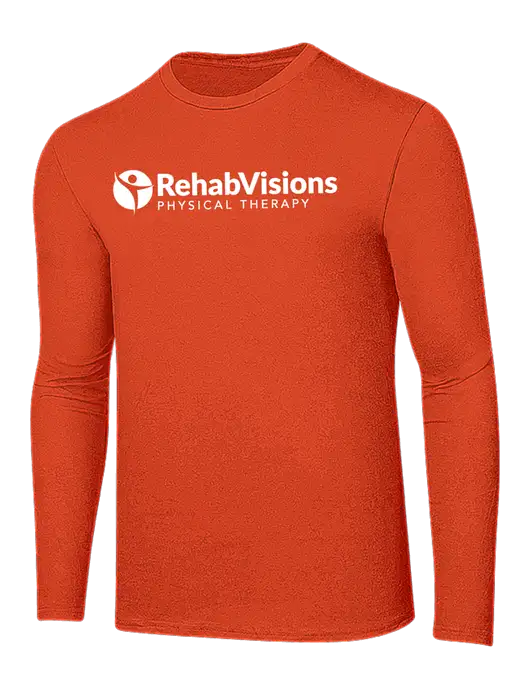 Ring Spun Orange 4.5 oz Long Sleeve T-Shirt w/RV Physical Therapy Logo