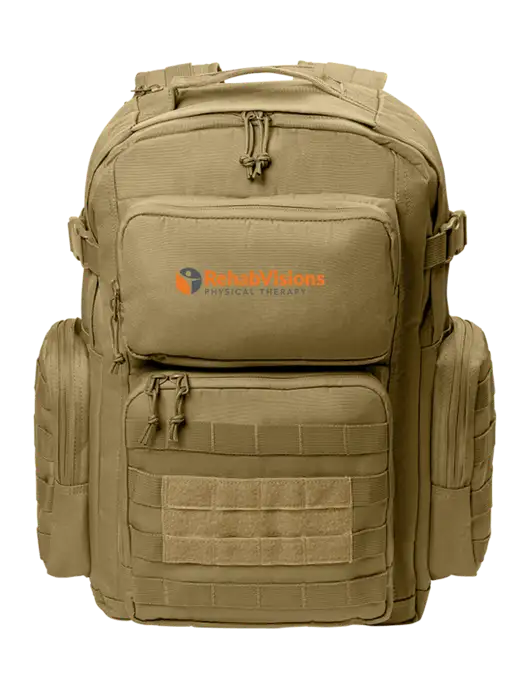 CornerStone Dark Tan Tactical Backpack w/RV Physical Therapy Logo