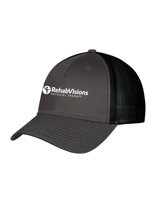 Charcoal & Black Mesh Trucker Cap Snap Back w/RV Physical Therapy Logo