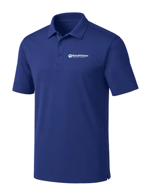 Dark Royal Silk Touch Performance Polo w/RV Physical Therapy Logo