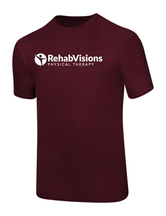 Ring Spun Maroon 4.5 oz T-Shirt w/RV Physical Therapy Logo