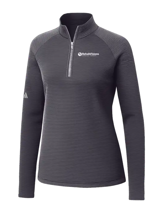 Adidas Womens Medium Grey Spacer Quarter-Zip Pullover  w/RV Physical Therapy Logo