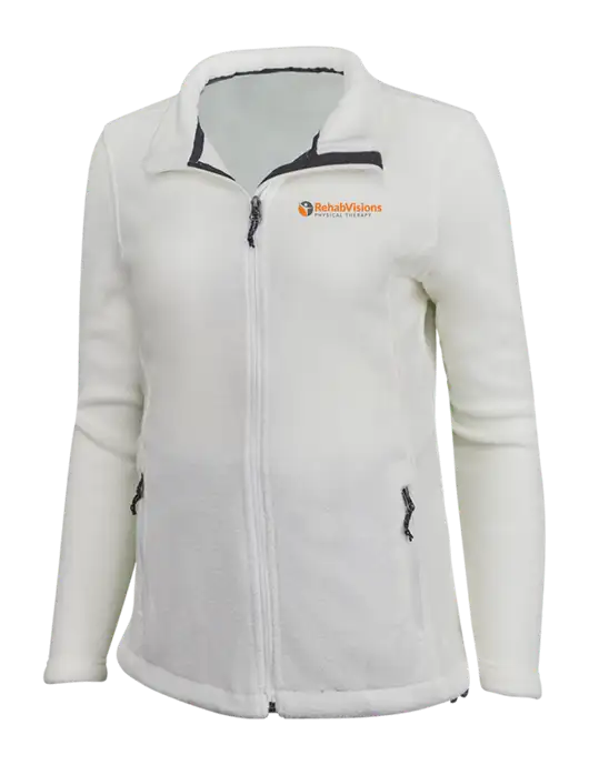 Womens White Fleece Jacket w/RV Physical Therapy Logo
