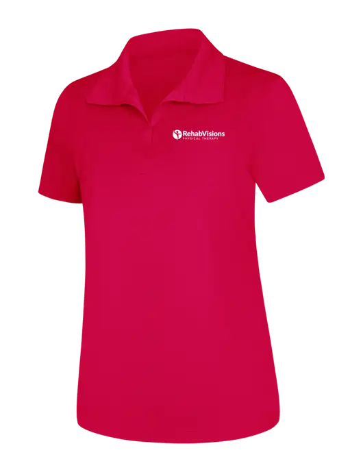 Womens Pink Raspberry Micropique Sport-Wick Polo w/RV Physical Therapy Logo