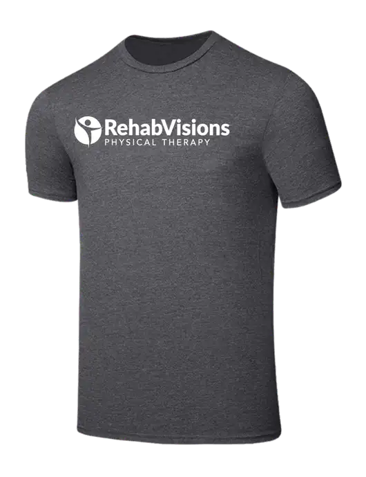 Seriously Soft Heathered Charcoal T-Shirt w/RV Physical Therapy Logo