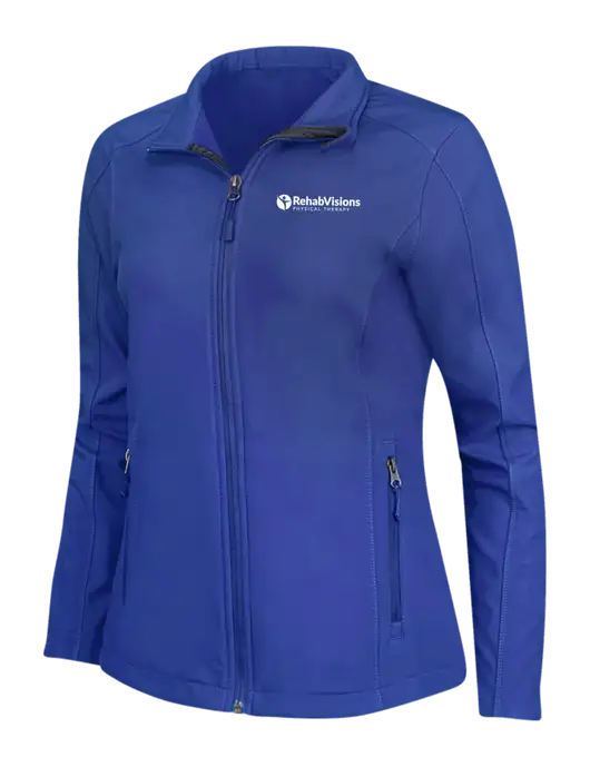 Dark Royal Womens Core Soft Shell Jacket w/RV Physical Therapy Logo