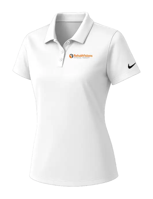 Nike Womens White Dry Essential Solid Polo w/RV Physical Therapy Logo