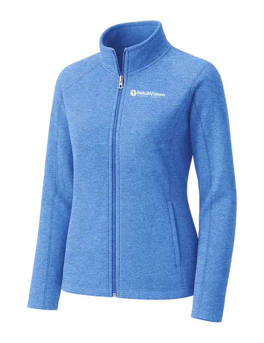 Light Royal Heather Womens Microfleece Full-Zip Jacket w/RV Physical Therapy Logo