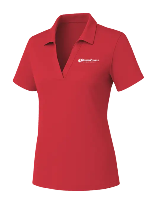 Womens Red PosiCharge RacerMesh Polo w/RV Physical Therapy Logo