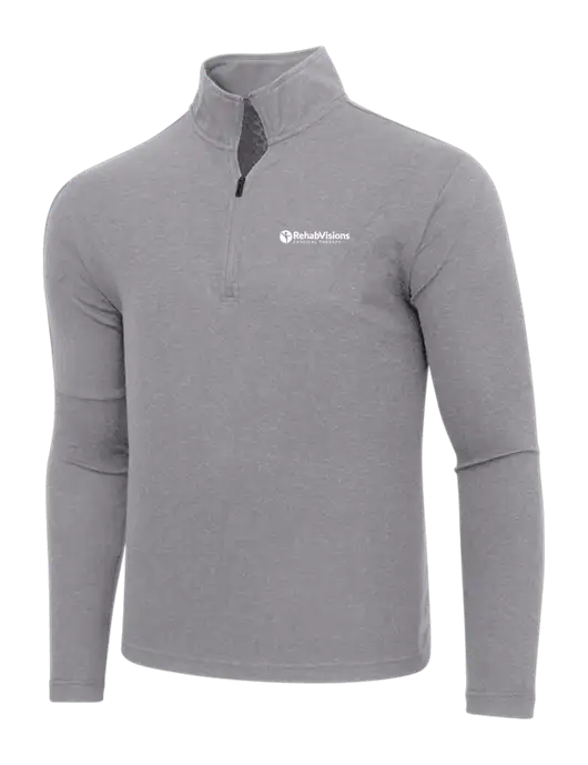 Adidas Medium Grey Melange 3 Stripes Quarter Zip Sweater w/RV Physical Therapy Logo