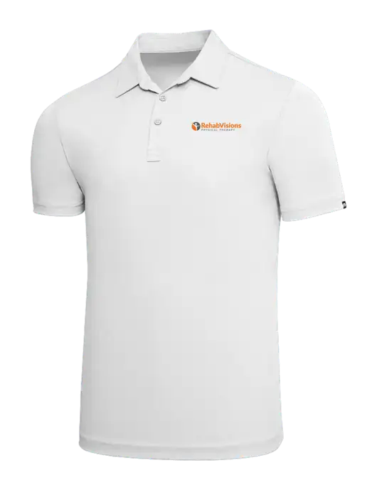 TravisMathew White Solid Oceanside Polo w/RV Physical Therapy Logo