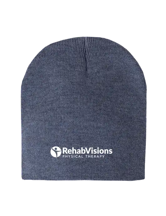 Navy Heather Element Knit Beanie w/RV Physical Therapy Logo