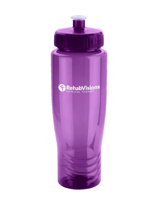 Roam Purple 28 oz Eco-Polyclear Bottle with Push Pull Lid w/RV Physical Therapy Logo