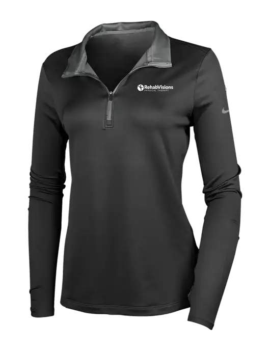NIKE Black/Dark Grey Womens Dry-Fit Stretch 1/2 Zip Cover-Up w/RV Physical Therapy Logo