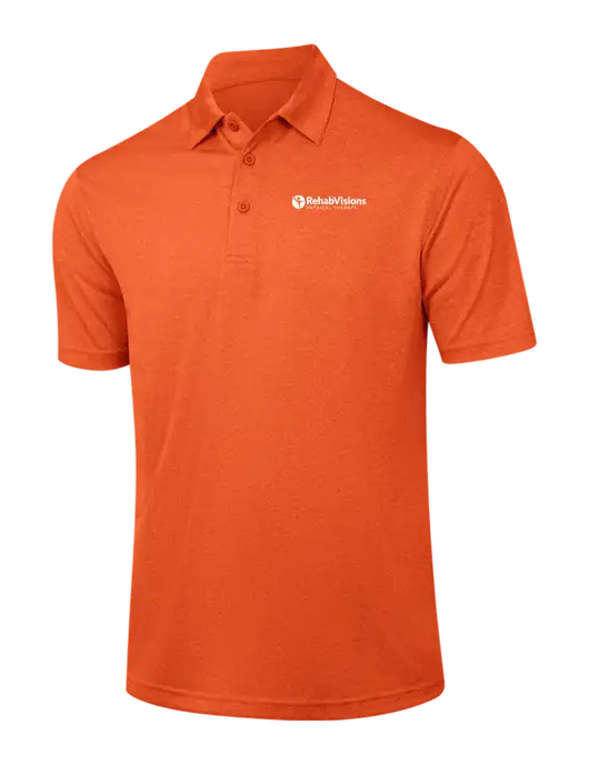 Orange Heather Contender Polo w/RV Physical Therapy Logo