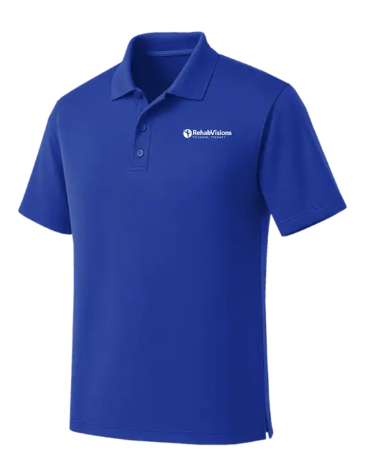 Dark Royal Dry Zone UV Micro Mesh Polo w/RV Physical Therapy Logo